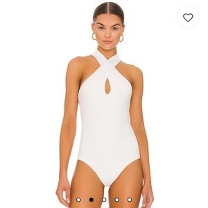 Size medium MuMu white bodysuit never worn!